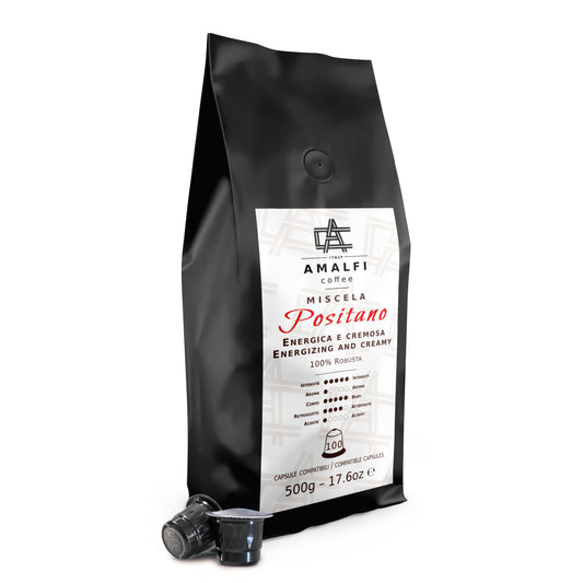 Amalfi Coffee Fine Italian Espresso Capsules, 100 Coffee Pods Pack, Single Cup Coffee Capsule, Nespresso Original Compatible Capsules (Positano Coffee Capsules)