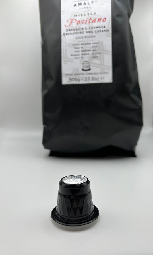 Amalfi Coffee Fine Italian Espresso Capsules, 50 Coffee Pods Pack, Single Cup Coffee Capsule, Nespresso Original Compatible Capsules (Positano Coffee Capsules)